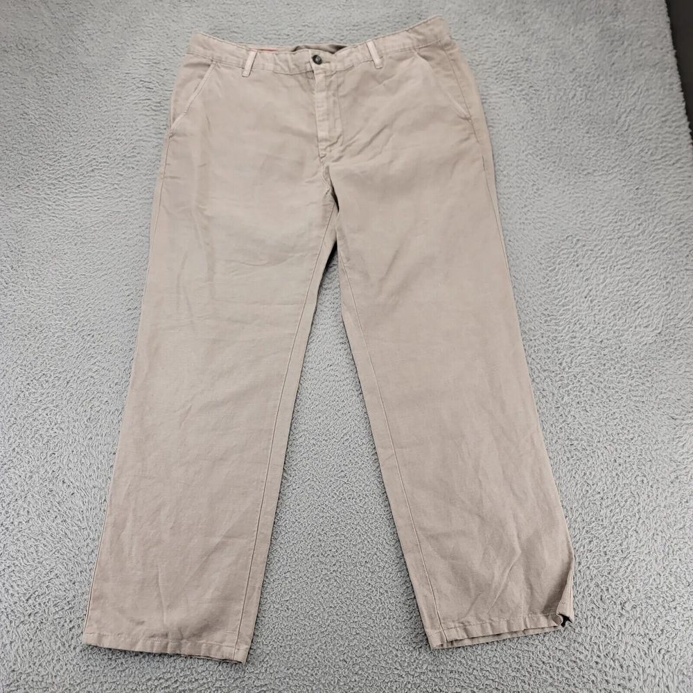 AG Adriano Goldschmied Pants Mens 36R Tan Wanderer Slim Trouser Chino Linen
